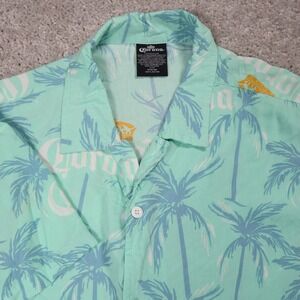 Corona Palm‎ Tree Button Up Hawaiian Shirt Tropical Beer Graphic S